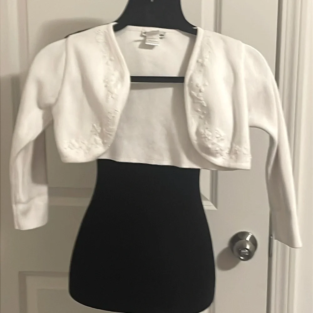 Children's Place White Eyelet Cardigan Sweater Size S 5/6